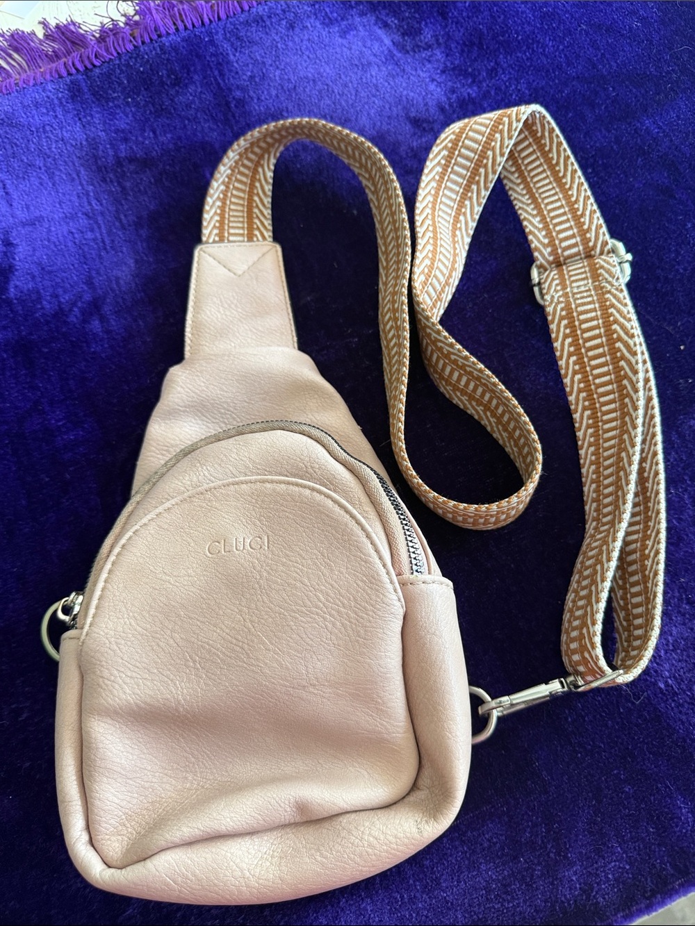 Cluci Pink Leather Crossbody Sling Bag